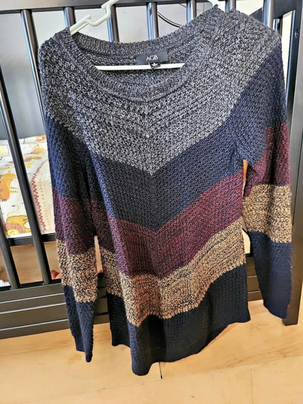 AGB Color Block Crewneck Sweater Size Small